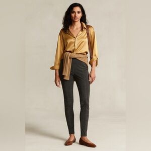 Polo Ralph Lauren Lambskin Suede Pant Grey Size Small Equestrian Preppy Academia